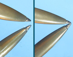 On the left, a regular, second surface mirror reflection. On the right, a first surface mirror reflection