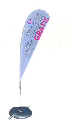 A teardrop-style standing banner is a popular alternative to rectangular signage