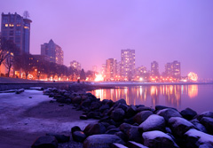 A snow-topped beach in Vancouver, British Columbia