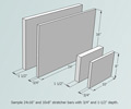 3/4", 1-1/2" & 2-3/8"  size stretcher bars, for a sample 24x16"  frame
