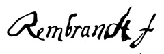 Rembrandt's signature in ink