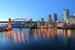 False Creek At Night Burrard Bridge, Canada Stock Photographs