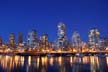 False Creek At Night Burrard Bridge, Canada Stock Photographs