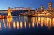 False Creek At Night Burrard Bridge, Canada Stock Photographs