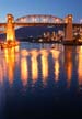 False Creek At Night Burrard Bridge, Canada Stock Photographs