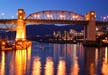 False Creek At Night Burrard Bridge, Canada Stock Photographs