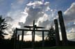 Burnaby Mountain Park Carved Poles, Canada Stock Photos