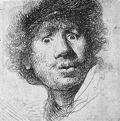 'Self Portrait' etching by Rembrandt, 1630