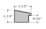 Slightly angled 1-5/8 " frame with an indented design on the inner and outer edge. The face is a cool dark brown stain brushed over a soft gold base. The accented inner and outer edge reveal more of the soft gold color underneath.